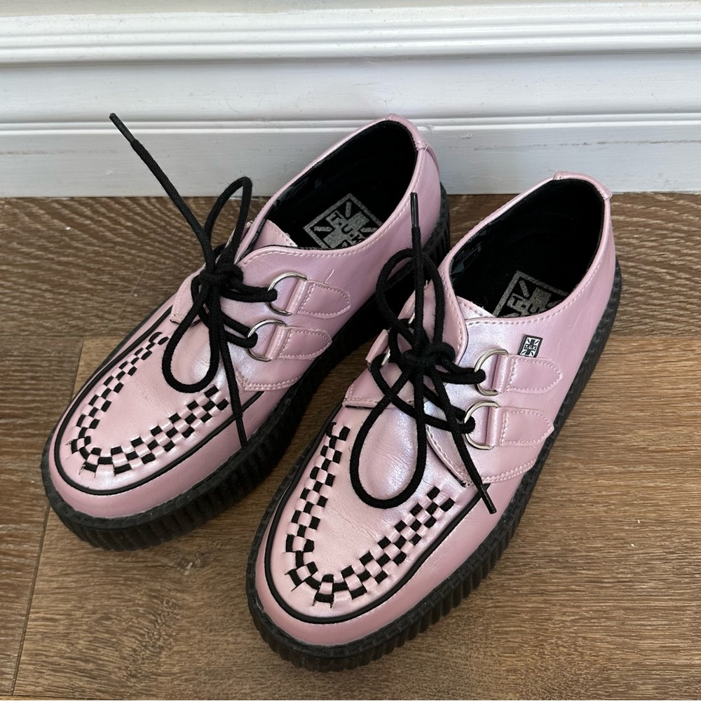 T.U.K pearl pink platform creepers